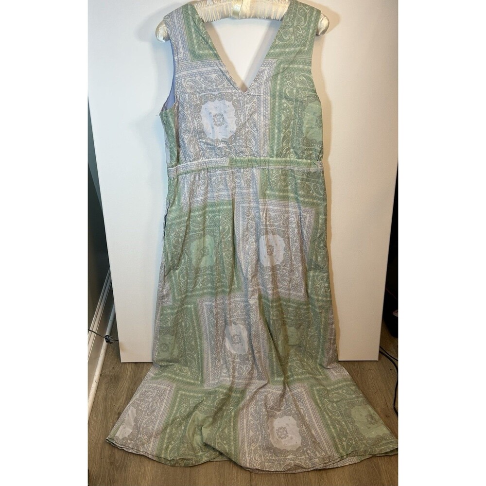 Universal Thread Women’s XL Green Paisley Bandana V Neck Boho Maxi Dress Pockets - Picture 14 of 14